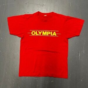 Vintage 80s red and yellow Olympia tee shirt tshirt Single stitch